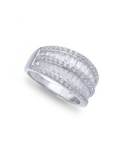 Cubic Zirconia Pave Baguette Ring (2-1/8 ct.t.w) in Sterling Silver