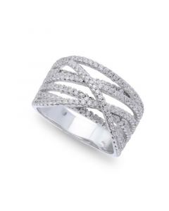 Cubic Zirconia Pave Interlocking Ring (1-1/6 ct. t.w.) in Sterling Silver