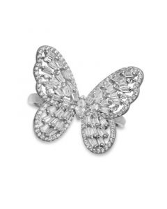 Cubic Zirconia Baguette Butterfly Ring (1-1/2 ct. t.w.) In Sterling Silver  or 18K Rose Gold over Sterling Silver