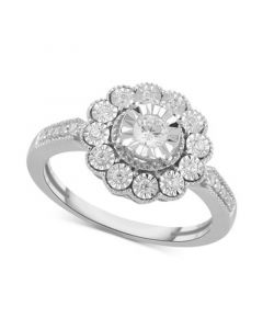 Diamond Flower Statement Ring (1/3 ct. t.w.) in Sterling Silver