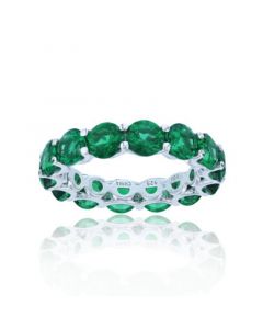 Green Cubic Zirconia Eternity Band in Rhodium Plated Sterling Silver