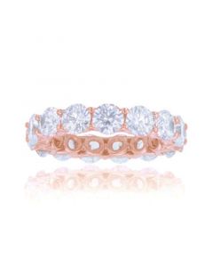 White Cubic Zirconias Eternity Band in 14k Rose Gold Plated Sterling Silver