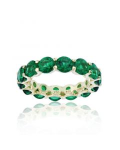 Green Cubic Zirconia Eternity Band in 14k Yellow Gold Plated Sterling Silver