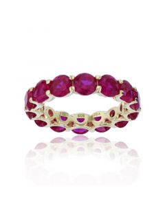 Red Cubic Zirconia Eternity Band in 14k Yellow Gold Plated Sterling Silver