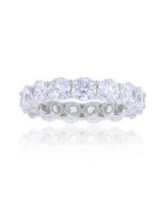 White Cubic Zirconia Eternity Band in Rhodium Plated Sterling Silver