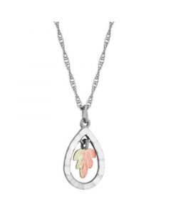 Teardrop Pendant 18" Necklace in Sterling Silver with 12K Rose and Green Gold