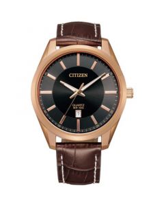 Men's Quartz Brown Leather Strap Watch 42mm