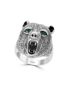 EFFY® Men's Green Agate Bear Ring in Sterling Silver