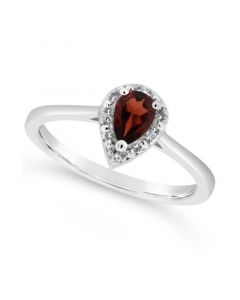 Garnet (3/8 ct. t.w.) and Diamond Accent Ring in Sterling Silver