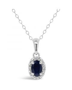 Sapphire (5/8 ct. t.w.) and Diamond Accent Pendant Necklace in Sterling Silver