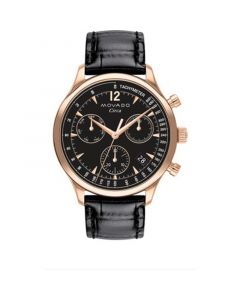 Men's Swiss Chronograph Circa Black Crocodile Leather Strap 43mm