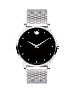 Men's Swiss Museum Classic Diamond (1/20 ct. t.w.) Stainless Steel Mesh Bracelet Watch 40mm