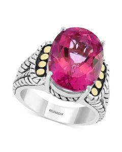 EFFY® Pink Topaz Statement Ring (13-3/4 ct. t.w.) in Sterling Silver & 18k Gold