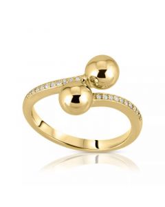 Brilliant Bubbles Diamond (1/10 ct. t.w.) Bypass Ring Designed in Sterling Silver, 14k Yellow Gold over Sterling Silver or 14k Rose Gold over Sterling Silver