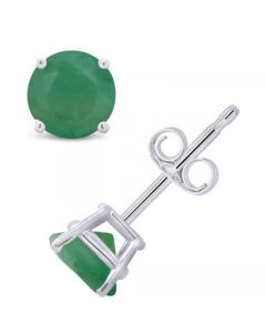 Emerald (1 ct. t.w.) Stud Earrings in 14K White Gold. Also Available in 14K Yellow Gold