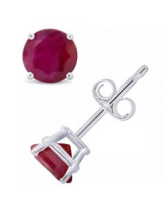 Ruby (1-1/5 ct. t.w.) Stud Earrings in 14K White Gold. Also Available in 14K Yellow Gold