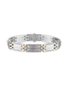 Men's 1/5 Carat Diamond 8 1/2" Bracelet  in 10k gold and Sterling Silver