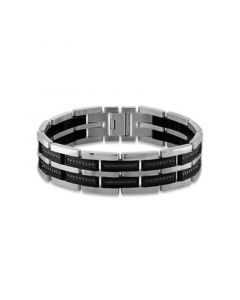 Men's 1 Carat Black Diamond 8 1/2" Bracelet in Stainless Steel and Black Ion Plating