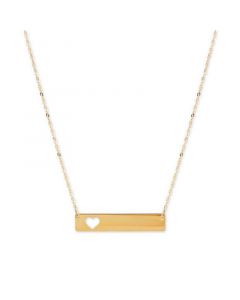 Heart Cut-Out Polished Bar 17" Pendant Necklace in 10k Gold