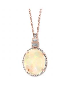 EFFY® Opal (3-1/6 ct. t.w.) & Diamond (1/6 ct. t.w.) 18" Pendant Necklace in 14k Rose Gold