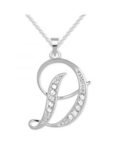 Diamond D Initial 18" Pendant Necklace (1/10 ct. t.w.) in Sterling Silver