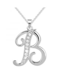 Diamond B Initial 18" Pendant Necklace (1/10 ct. t.w.) in Sterling Silver