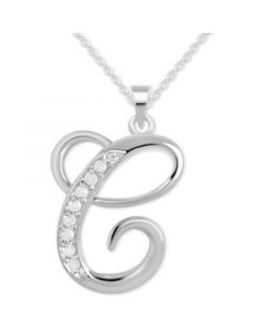 Diamond C Initial 18" Pendant Necklace (1/10 ct. t.w.) in Sterling Silver