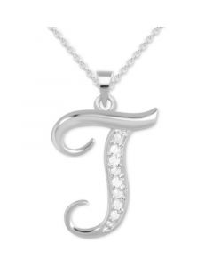 Diamond T Initial 18" Pendant Necklace (1/10 ct. t.w.) in Sterling Silver