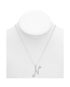 Diamond N Initial 18" Pendant Necklace (1/10 ct. t.w.) in Sterling Silver