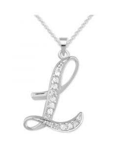 Diamond L Initial 18" Pendant Necklace (1/10 ct. t.w.) in Sterling Silver