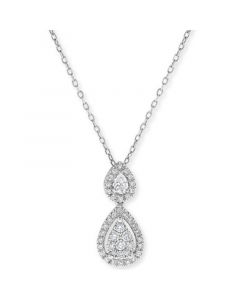 Diamond Double Teardrop Pendant Necklace (1/3 ct. t.w.) in 14k Rose Gold, 16" + 2" Extender