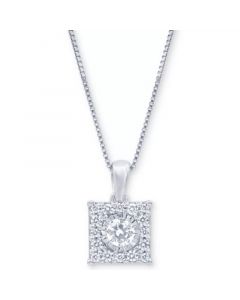 Diamond Square Halo 18" Pendant Necklace (1/3 ct. t.w.) in 14k White, Yellow or Rose Gold