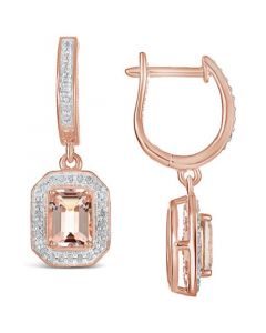 Morganite (1-3/4 ct. t.w.) and Diamond (1/3 ct. t.w.) Drop Earrings in 14K Rose Gold-Plated Sterling Silver