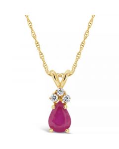 Ruby (1/2 ct. t.w.) and Diamond Accent Pendant Necklace in 14k Yellow Gold (Also in Sapphire & Emerald)