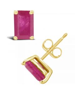 Ruby (1-3/8 ct. t.w.) Stud Earrings in 14k Yellow Gold (Also in Emerald)