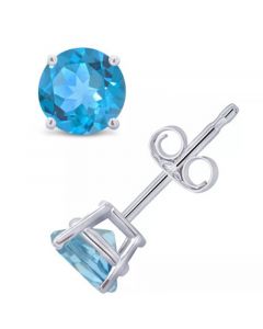 Swiss Blue Topaz (1-1/8 ct. t.w.) Stud Earrings in 14K White or Yellow Gold