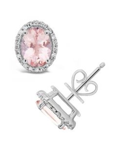 Morganite (2-1/10 ct. t.w.) and Diamond (1/5 ct. t.w.) Stud Earrings in Sterling Silver