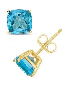 Swiss Blue Topaz (3-5/8 ct. t.w.) Stud Earrings in 14K Yellow Gold