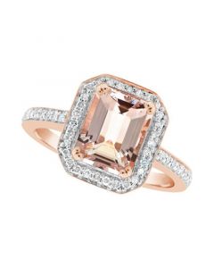 Morganite (2 ct. t.w.) and Diamond (1/4 ct. t.w.) Ring in 14K Rose Gold-Plated Sterling Silver