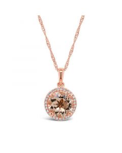 Morganite (2-1/2 ct. t.w.) and Diamond (1/8 ct. t.w.) Pendant Necklace in Rose Gold-Plated Sterling Silver