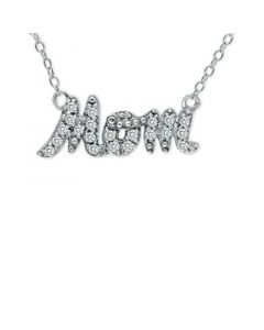 Cubic Zirconia "Mom" Nameplate Necklace in 18k Gold-Plated Sterling Silver, 16" + 2" extender, Created for Macy's (Also available in silver)