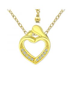 Cubic Zirconia "Mother & Child" Heart Pendant Necklace in 18k Gold-Plated Sterling Silver and Sterling Silver, 16" + 2" extender, Created for Macy's