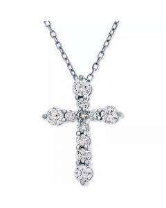 Diamond Cross 16"-18" Pendant Necklace (1/2 ct. t.w.) in 14k White Gold or 14K Gold