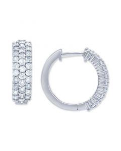 Diamond Pavé Small Huggie Hoop Earrings (1 ct. t.w.) in 14k White Gold