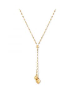 Double Heart 18" Lariat Necklace in 10k Gold