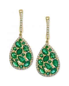 EFFY® Emerald (3-1/2 ct. t.w.) & Diamond (3/8 ct. t.w.) Drop Earrings in 14k Gold