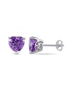 Amethyst (3 1/3 ct. t.w.) Heart Stud Earrings in Sterling Silver