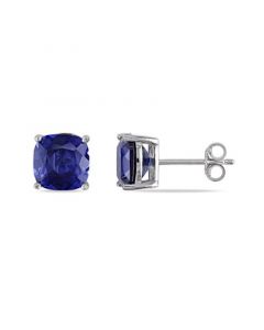 Created Sapphire (6 ct. t.w.) Cushion Stud Earrings in Sterling Silver