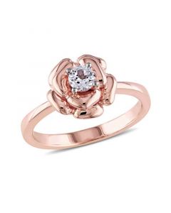 Created White Sapphire (1/3 ct. t.w.) Floral Ring in 18k Rose Gold Over Sterling Silver