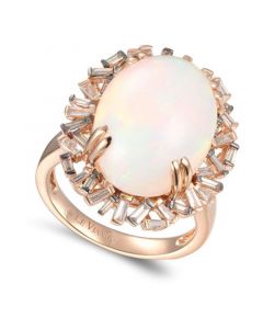 Baguette Frenzy™ Neopolitan Opal (7-1/2 ct. t.w.) & Diamond (1/2 ct t.w.) Ring in 14k Rose Gold